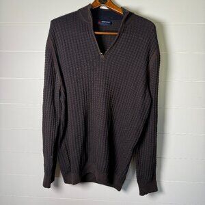 Luchiano Visconti Sweater Mens XXL Brown & Navy Sports Edition Quarter Zip